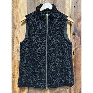 Kenneth Cole Puffer Vest Women M Floral Gothic Dark‎ Academia Romantic Chic Soft